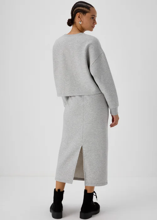 Grey Sweat Midi Skirt With Back Slit - 8 Image 2