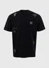 Black Abstract Embroidered T-Shirt - S Image 5