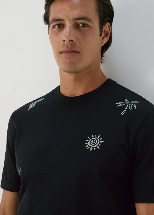 Black Abstract Embroidered T-Shirt - S Image 3