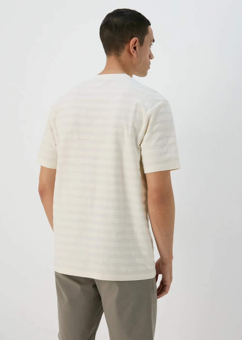 Ecru Badge Textured T- Shirt - S Image 2
