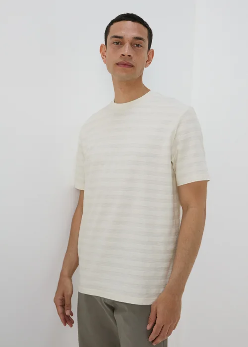 Ecru Badge Textured T- Shirt - S Image 1