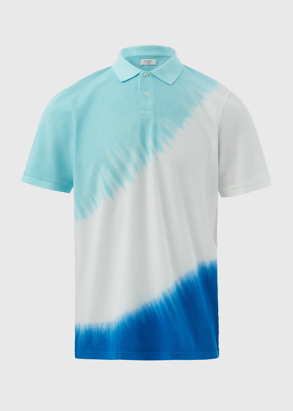 White & Blue Tie Dye Polo Shirt - S Image 5