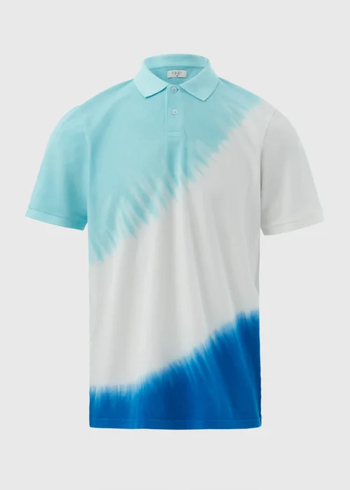 White & Blue Tie Dye Polo Shirt - S Image 5