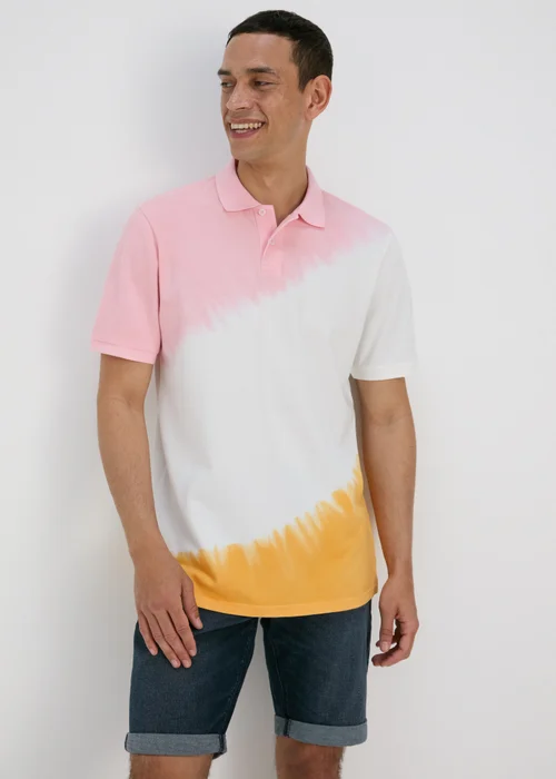 Pink & Orange Tie Dye Polo Shirt - S Image 1