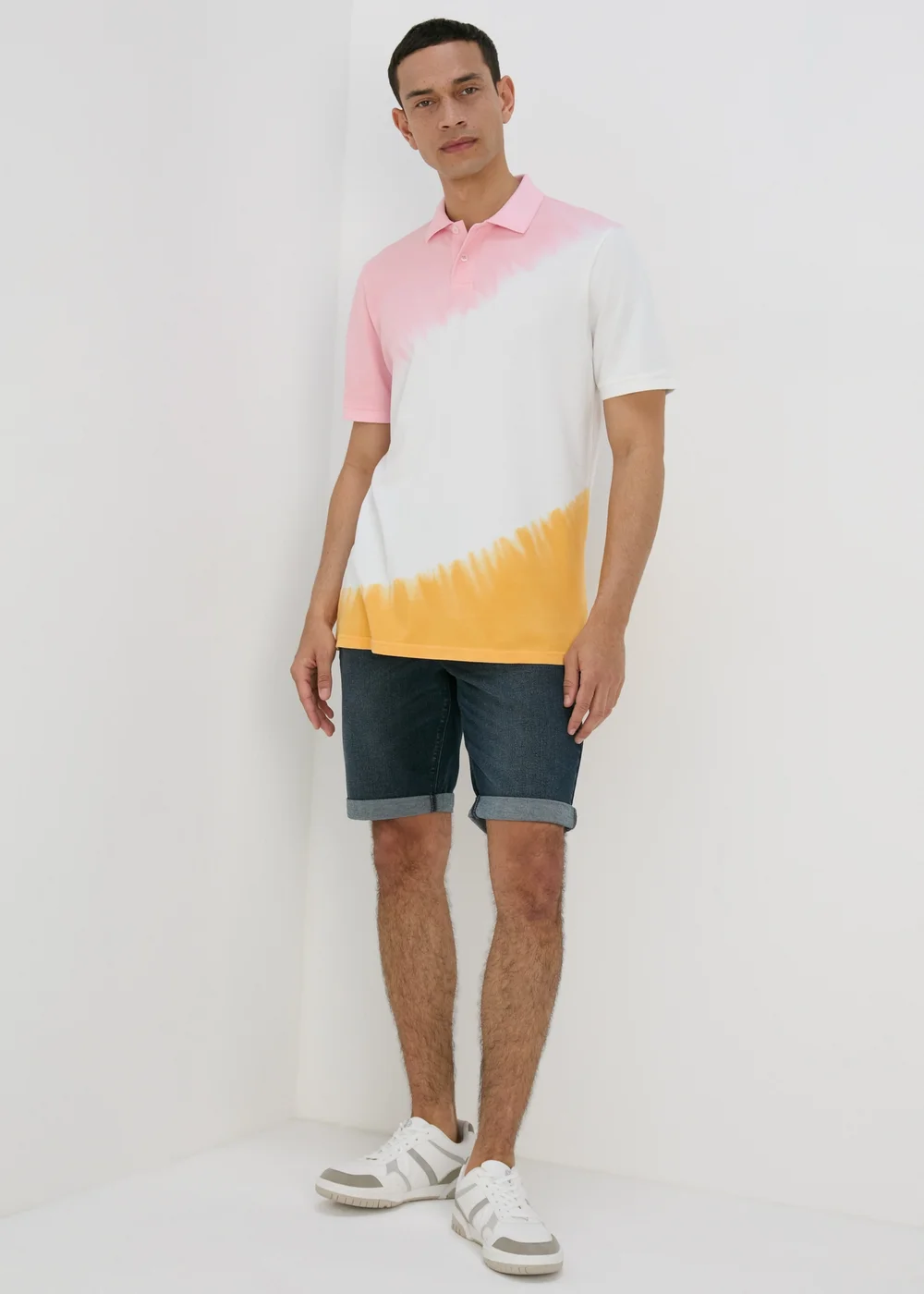 Pink & Orange Tie Dye Polo Shirt - S Image 4
