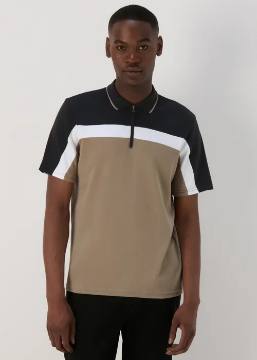 Black & Stone Horizontal Cut & Sew Polo Shirt - S Image 1