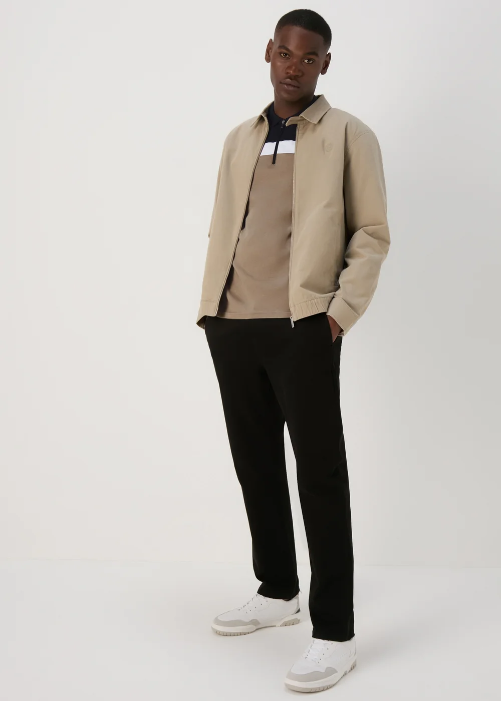 Black & Stone Horizontal Cut & Sew Polo Shirt - S Image 4