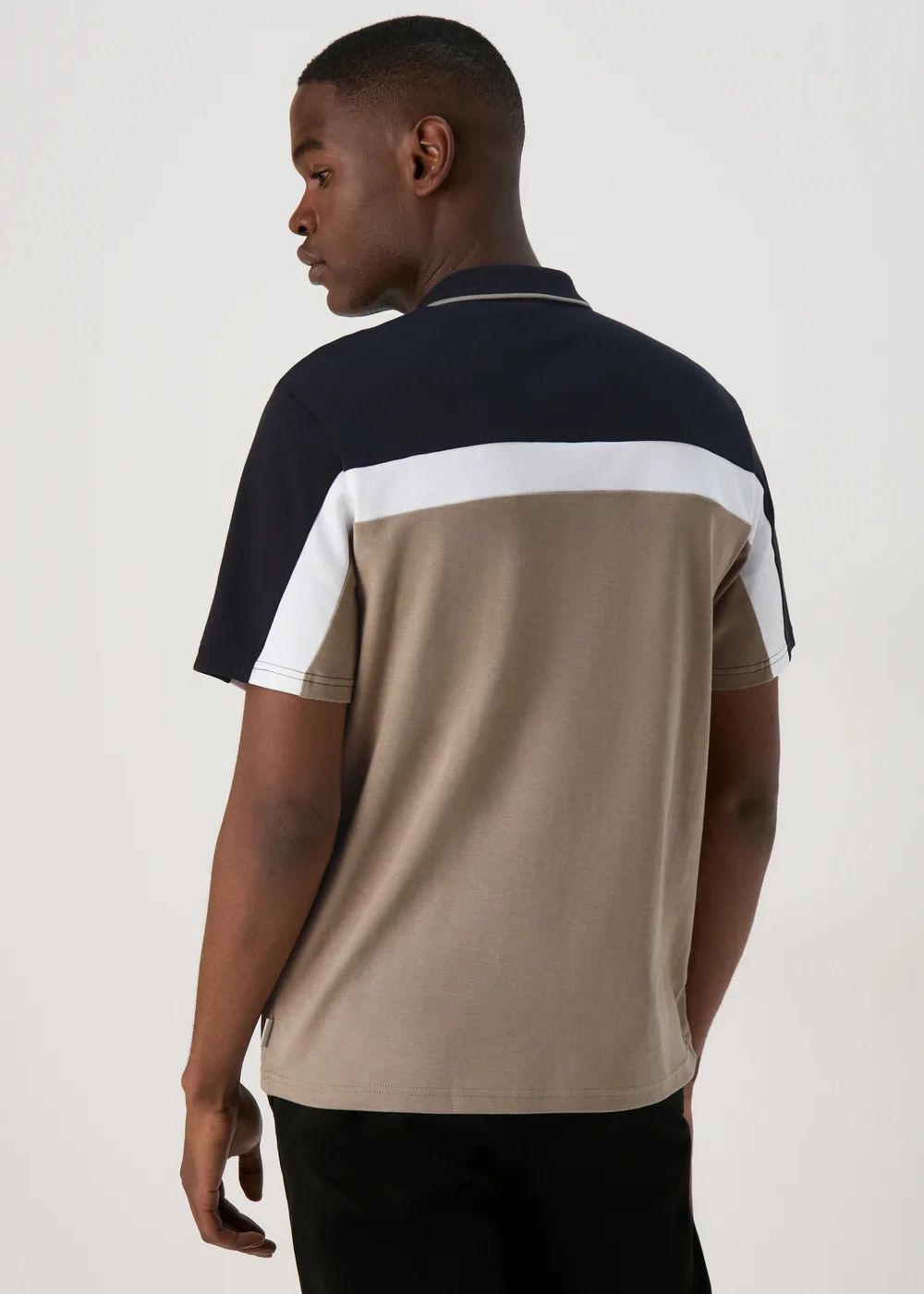 Black & Stone Horizontal Cut & Sew Polo Shirt - S Image 2