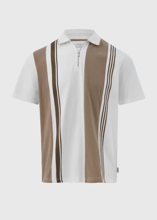 Ecru Vertical Stripe Smart Polo Shirt - S Image 5