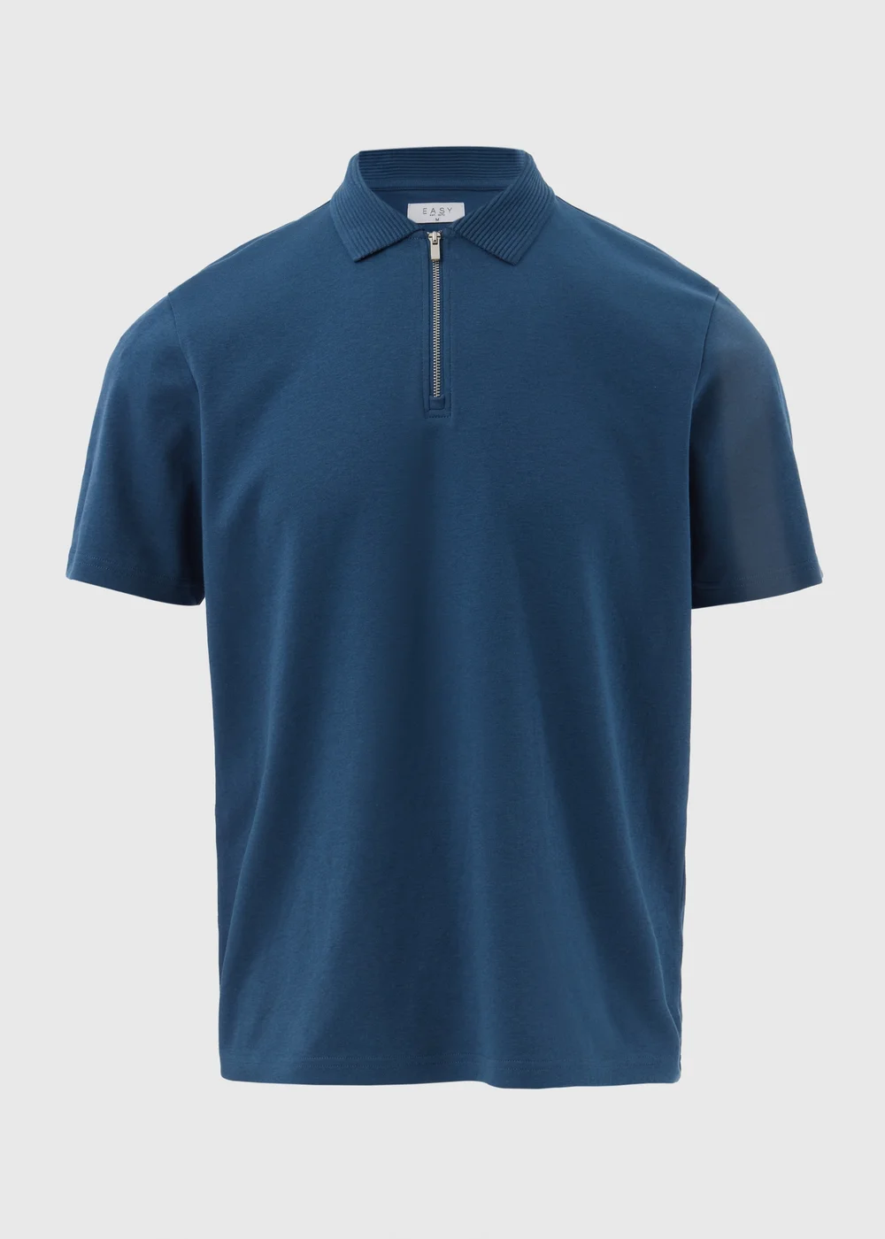 Blue Plain Zip Polo Shirt - S Image 5