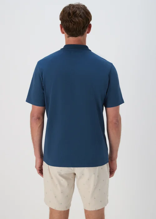 Blue Plain Zip Polo Shirt - S Image 2