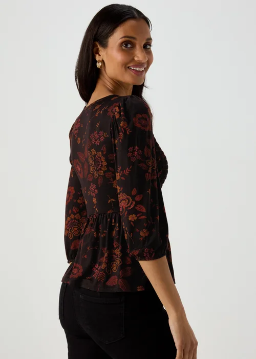 Black Shirred Bodice Top - 8 Image 2