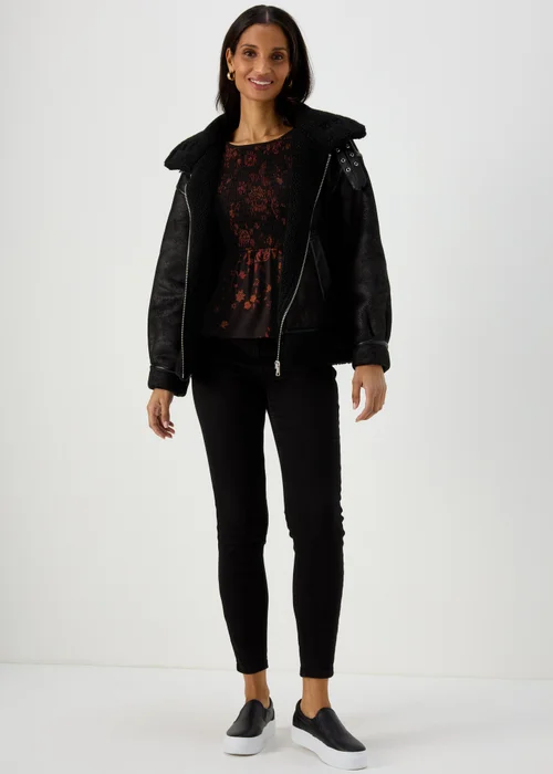 Black Shirred Bodice Top - 8 Image 4