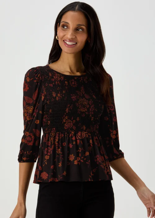 Black Shirred Bodice Top - 8 Image 1