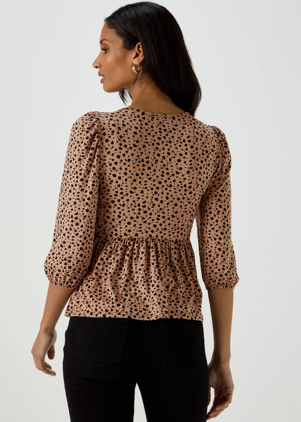 Beige Animal Shirred Bodice Top - 8 Image 2