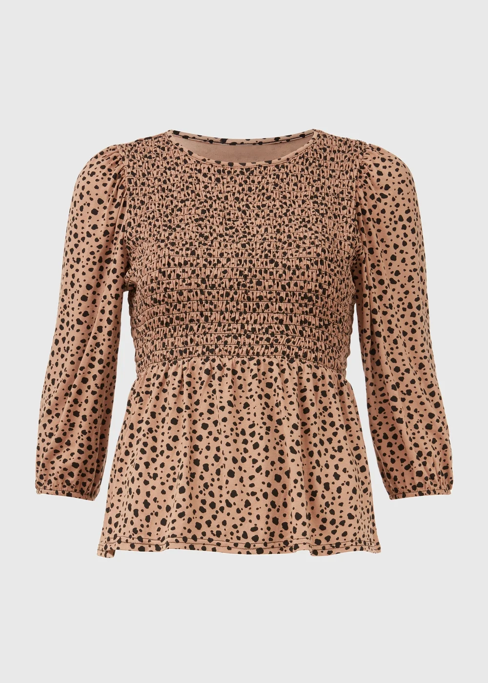 Beige Animal Shirred Bodice Top - 8 Image 5