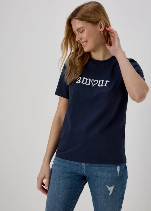 Navy Amour Graphic T-shirt - Size 8 Image 1