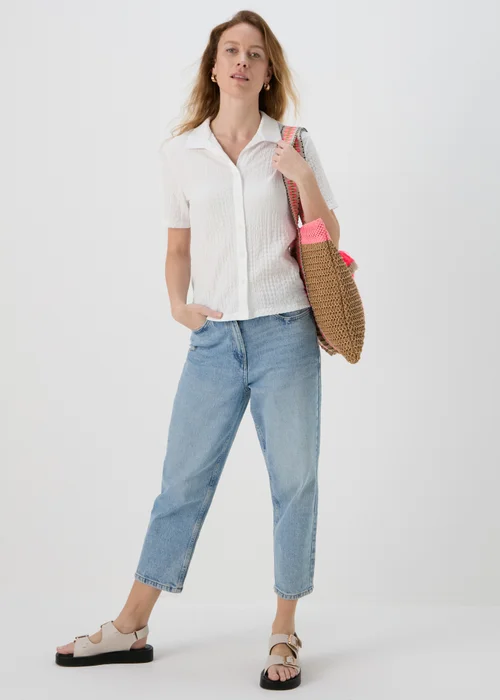 WhiteTextured Short Sleeve Jersey Shirt - S Image 4