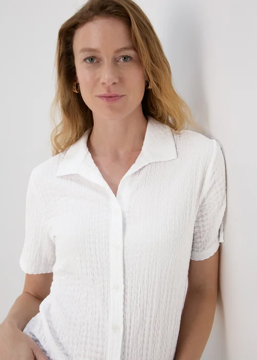 WhiteTextured Short Sleeve Jersey Shirt - S Image 1