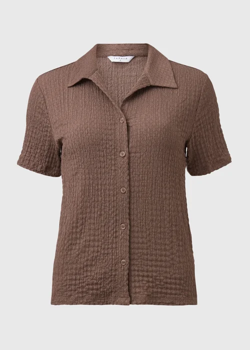 Brown Textured Short Sleeve Jersey Shirt - S Image 5