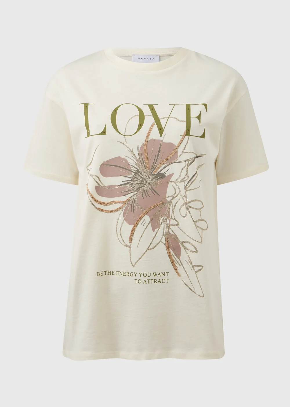 White Flower Print T-Shirt - S Image 5