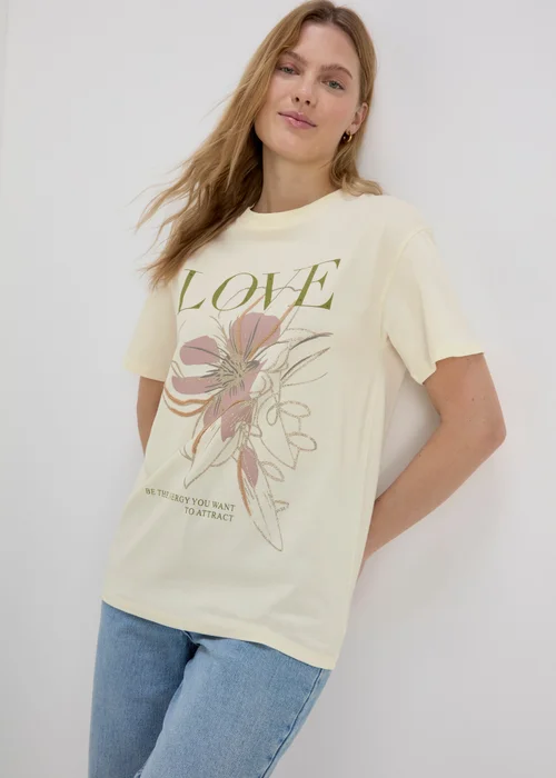White Flower Print T-Shirt - S Image 3
