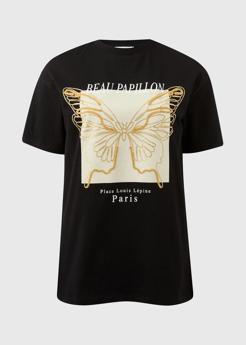 Black Butterfly Print T Shirt - S Image 5