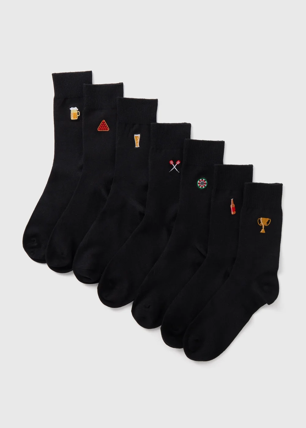 7PK Pub Embroidered Socks - Sizes 6 - 8.5 Image 1