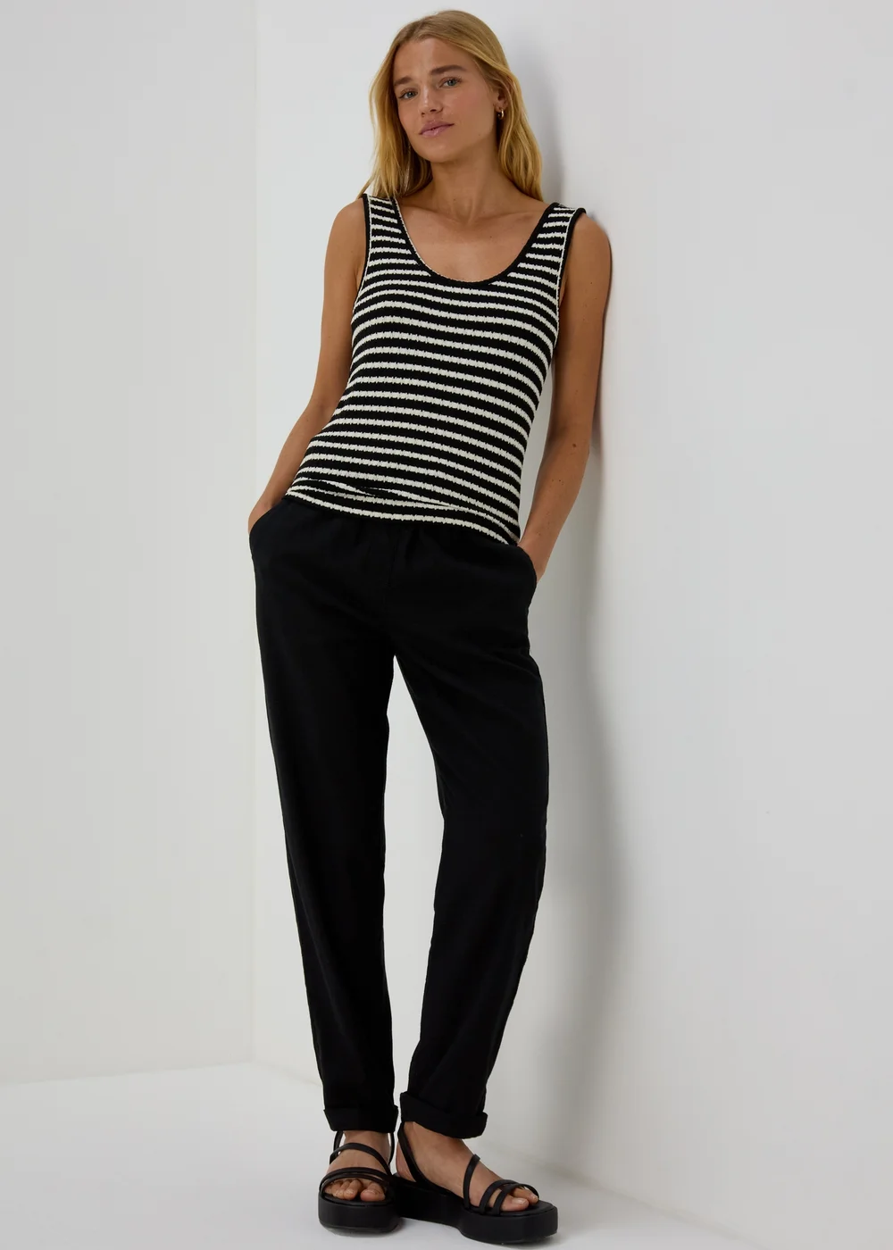 Black Mono Stripe Knit Vest - 8 Image 4