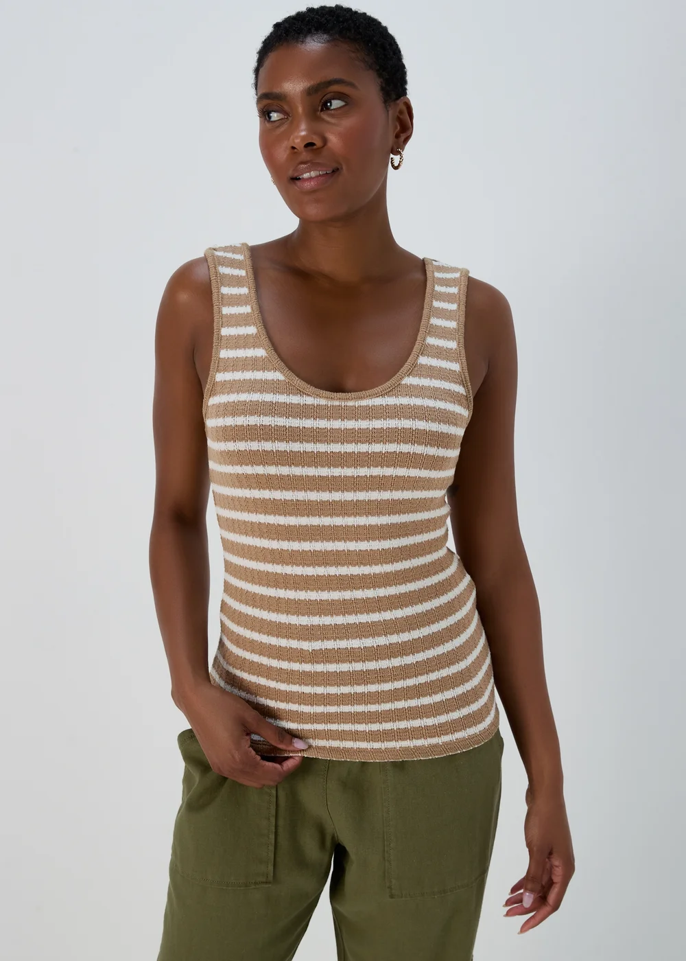 Mocha Fungi Stripe Knit Look Vest - 8 Image 4