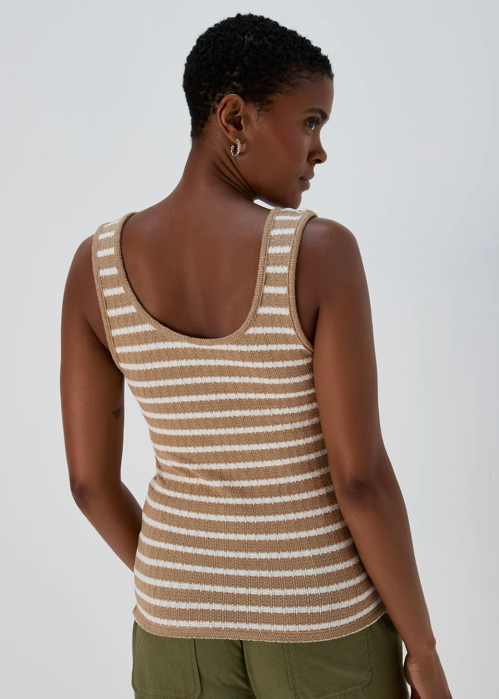 Mocha Fungi Stripe Knit Look Vest - 8 Image 2