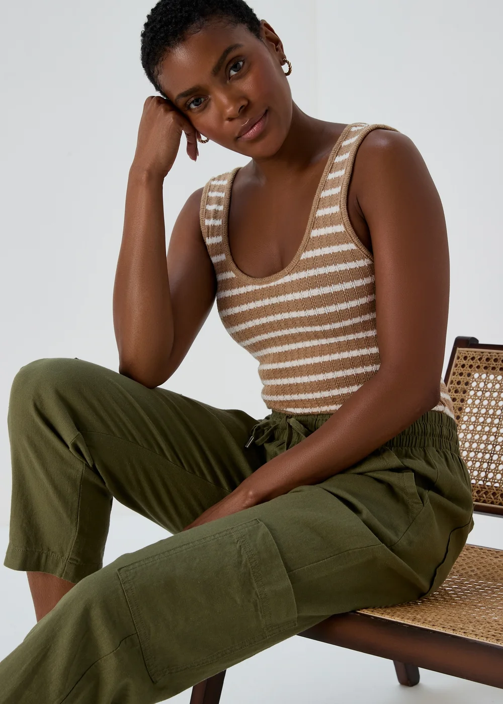 Mocha Fungi Stripe Knit Look Vest - 8 Image 1