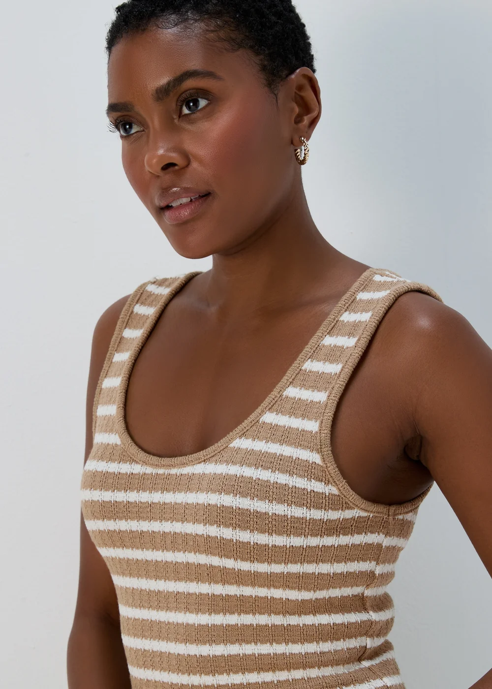 Mocha Fungi Stripe Knit Look Vest - 8 Image 3