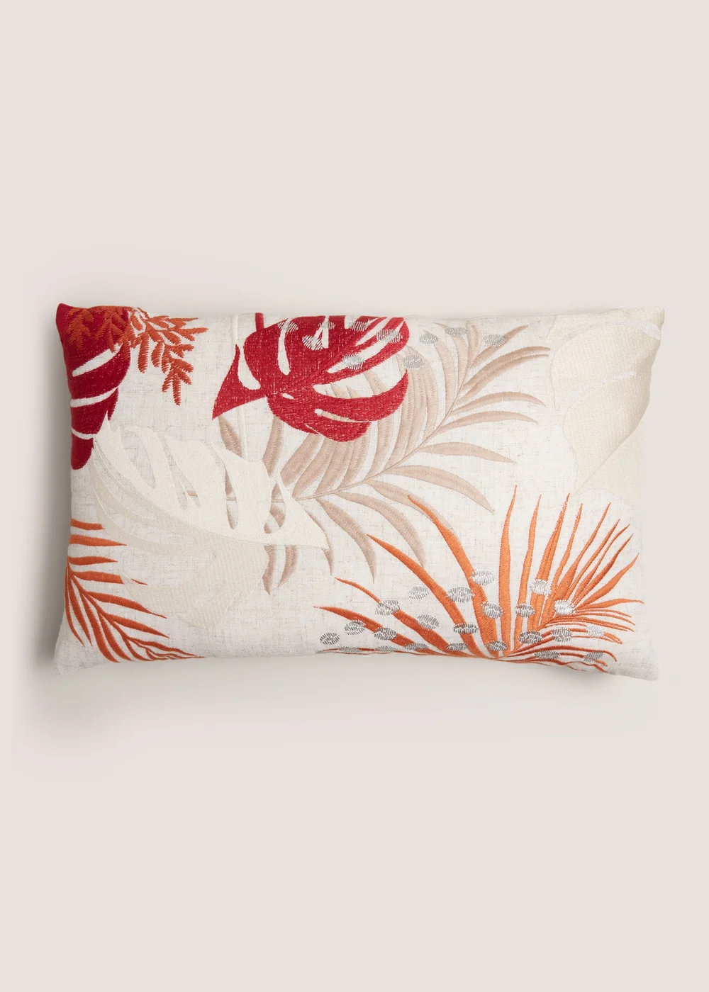 Cream Tropical Leaf Cushion (30cm x 50cm) Image 1