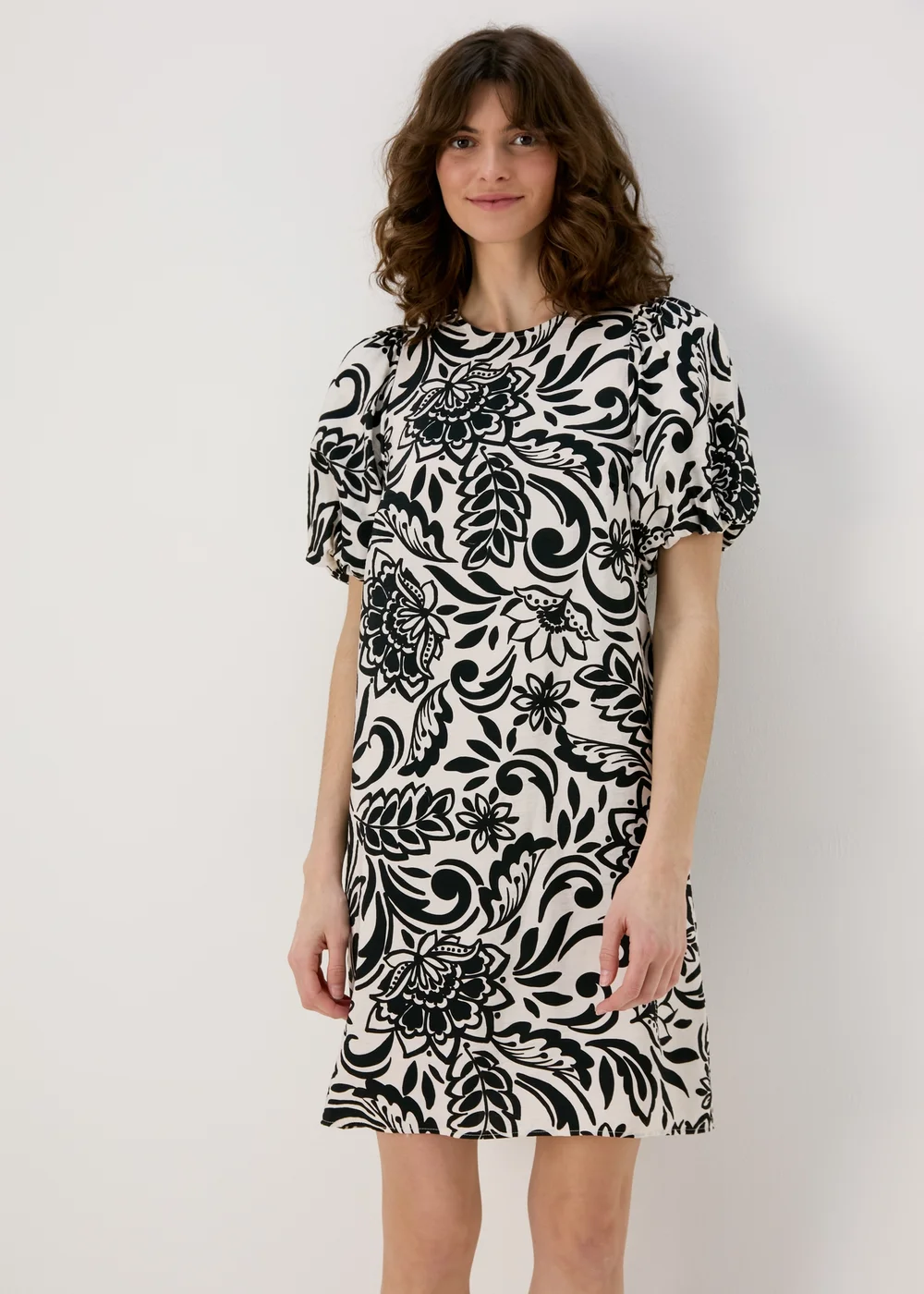 Et Vous Black & White Floral Puff Sleeve Mini Dress - 8 Image 1