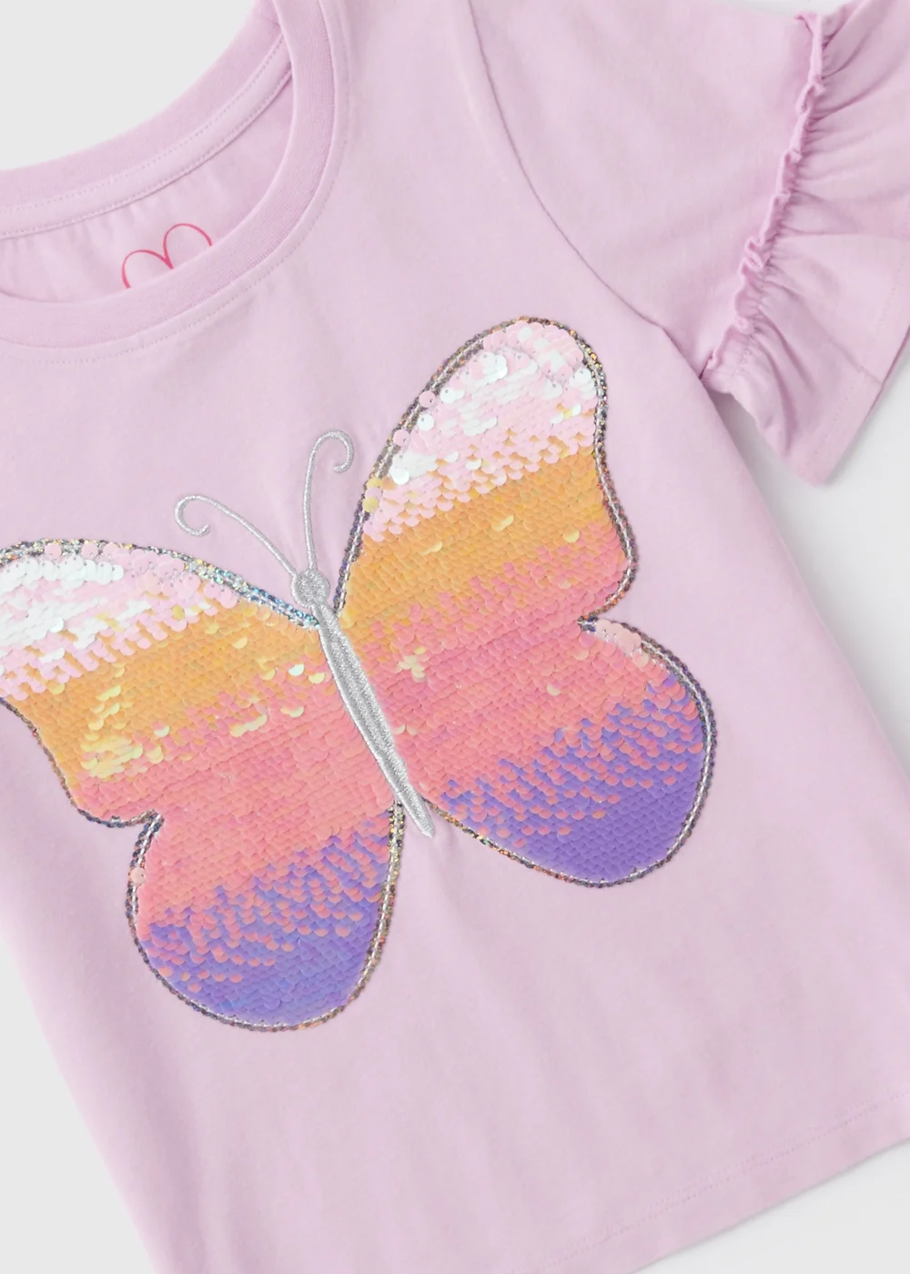 Girls Lilac Butterfly Ombre Sequin T Shirt (1-7yrs) - 1-1.5 Yrs Image 2