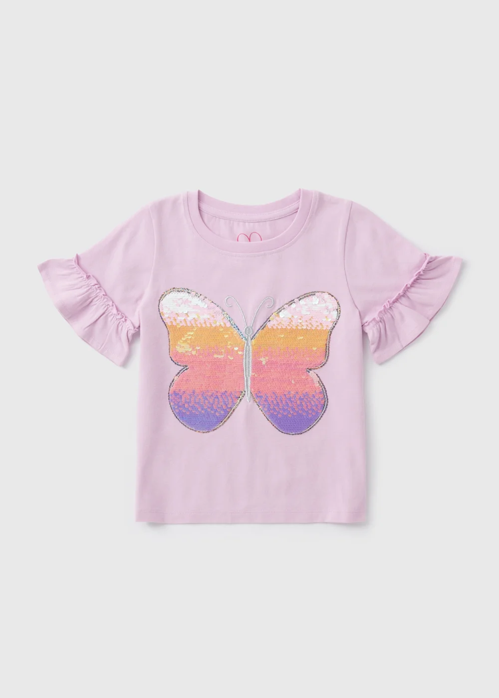 Girls Lilac Butterfly Ombre Sequin T Shirt (1-7yrs) - 1-1.5 Yrs Image 1
