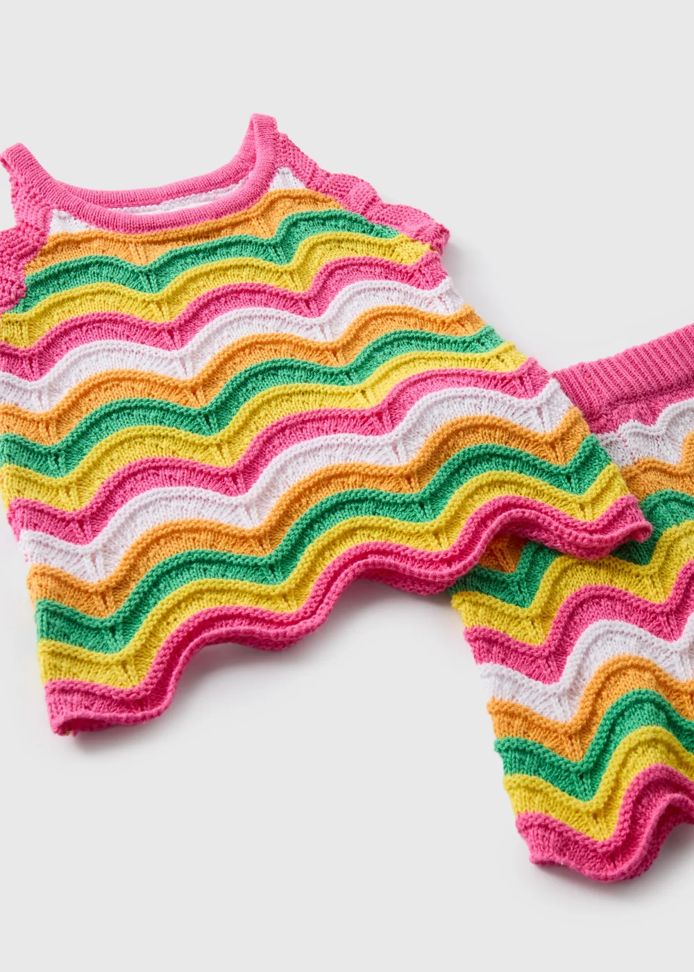 Girls Multicolour Stripe Crochet Top & Shorts Set (1-7yrs) - 1-1.5 Yrs Image 2