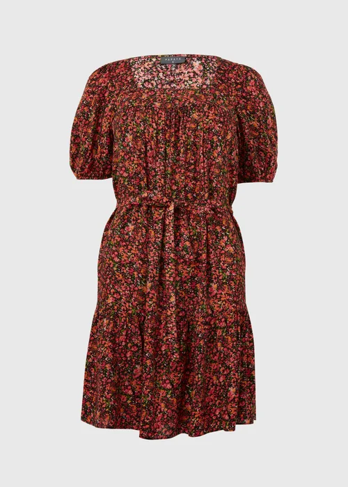 Coral Ditsy Print Viscose Mini Dress - 8 Image 5