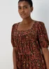 Coral Ditsy Print Viscose Mini Dress - 8 Image 3