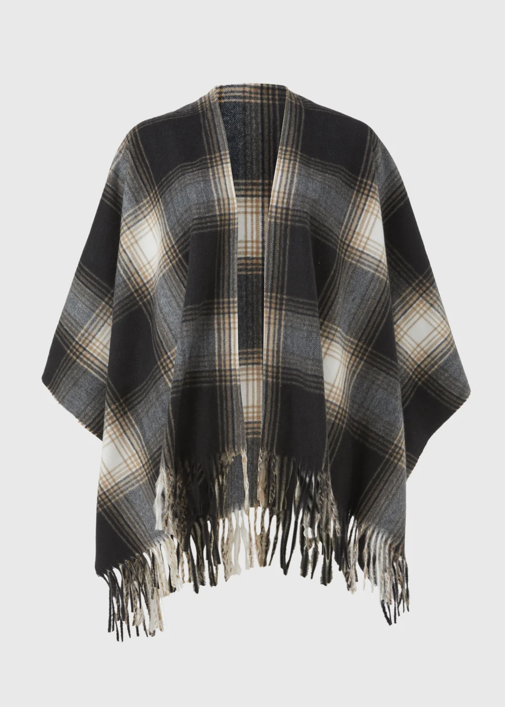 Black Tartan Showl - One Size Image 1