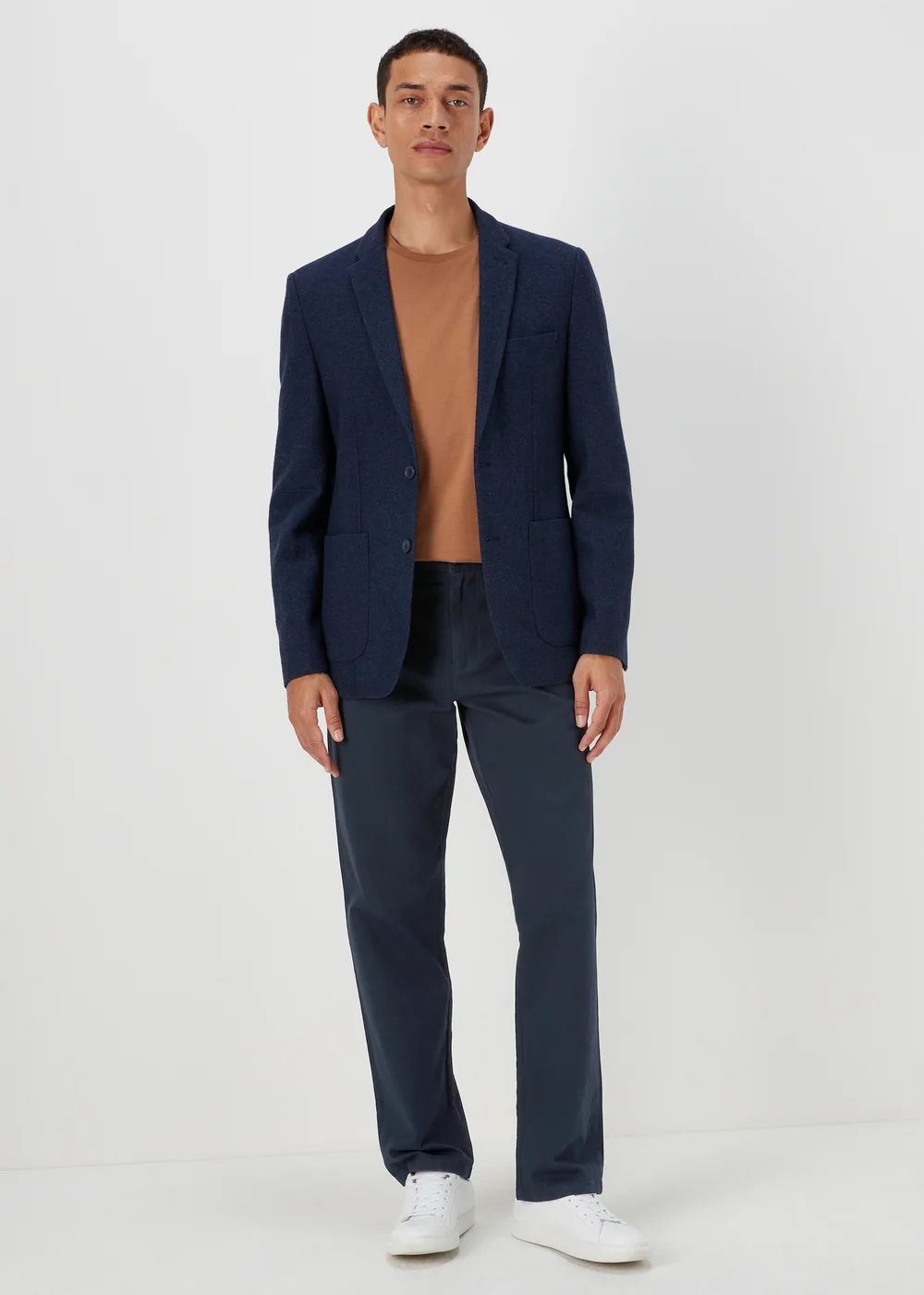 Navy Straight Fit Stretch Chinos - 30 Waist Regular Image 4