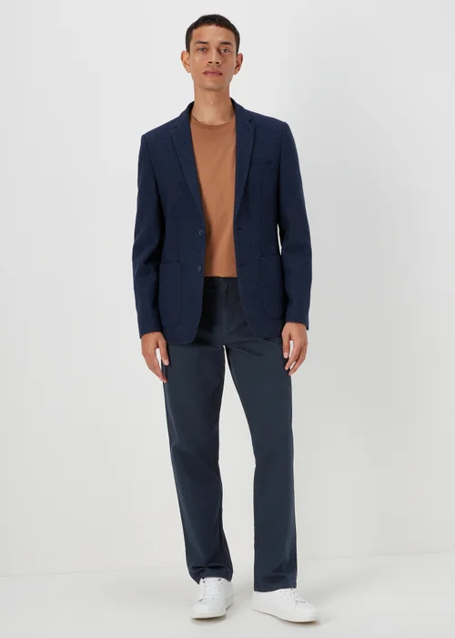 Navy Straight Fit Stretch Chinos - 30 Waist Regular Image 4