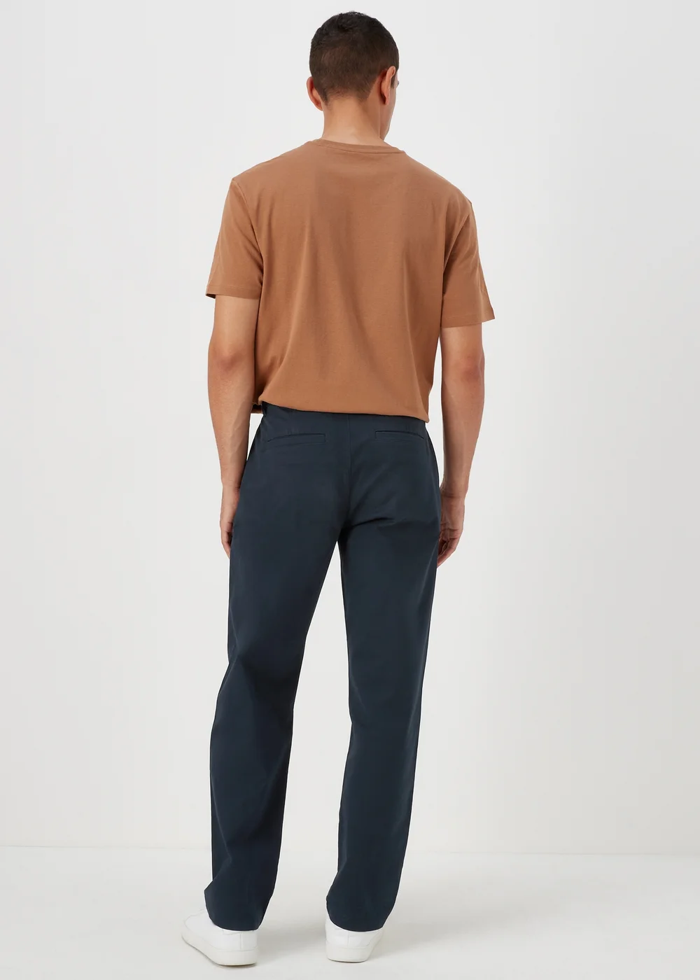 Navy Straight Fit Stretch Chinos - 30 Waist Regular Image 2