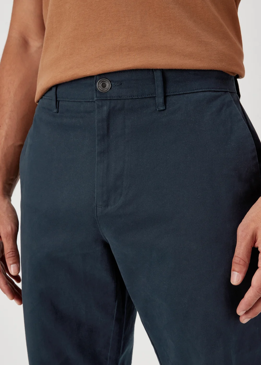 Navy Straight Fit Stretch Chinos - 30 Waist Regular Image 3