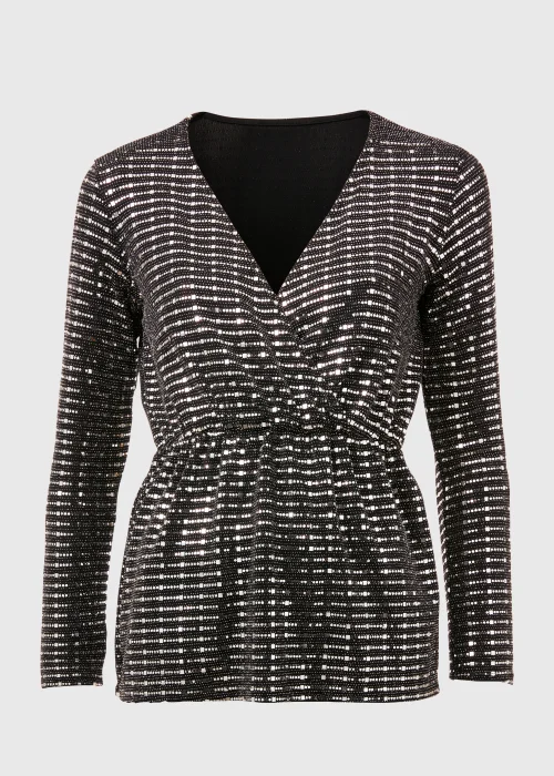 Et Vous Silver Sequin Jersey Co Ord Top - Size 8 Image 5