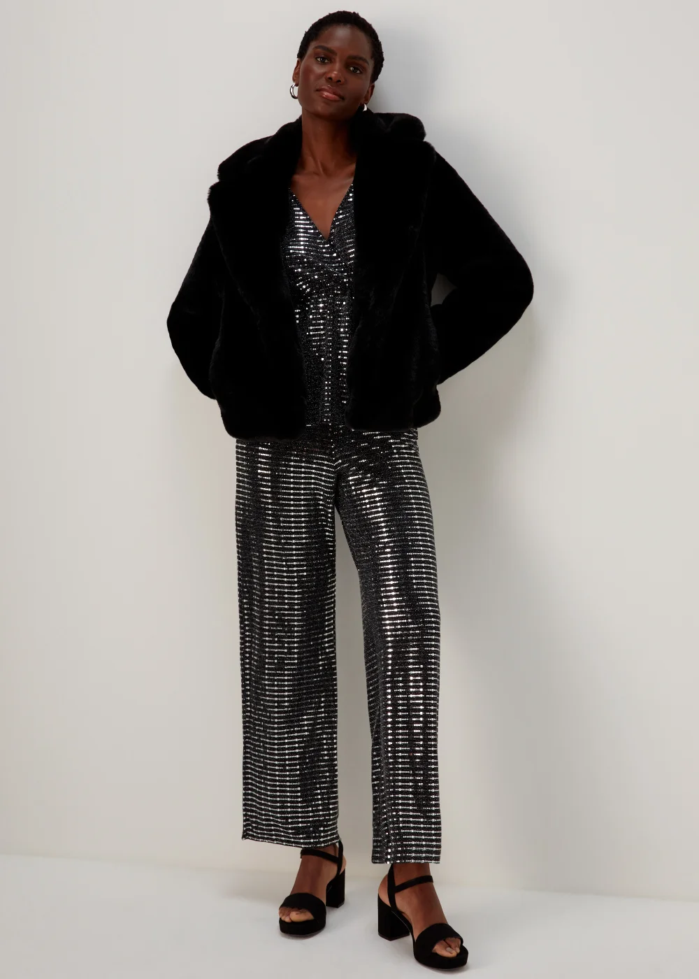 Et Vous Silver Sequin Trousers - Size 8 Image 4