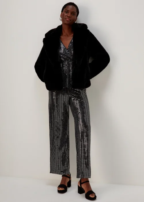 Et Vous Silver Sequin Trousers - Size 8 Image 4