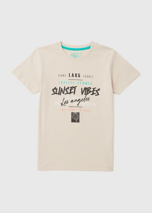 Boys Cream Sunset Vibes T-Shirt (7-13yrs) - 7 Yrs Image 1