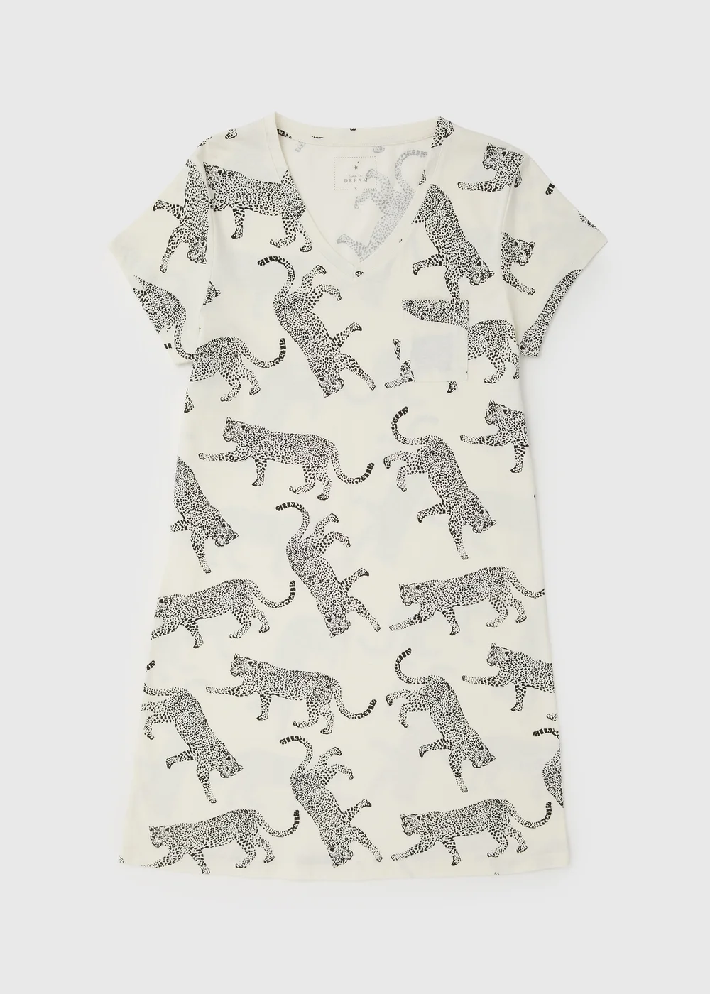 Cream Leopoard V-Neck Nightie - Small Image 4